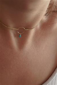 ALTINTAŞ KUYUMCULUK Kadın Damla Firuze Taşlı Chocker Altın Kolye