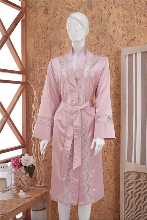 gelin house collection Dantelli Saten Sabahlık Bornoz