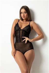 Sorridi Dantelli Transparan Çıtçıtlı Bodysuit