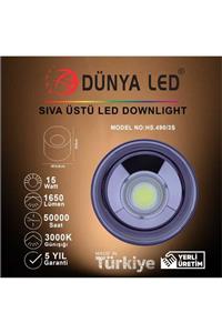 DÜNYA LED Hs.490/3-s 15w Sıva Üstü Led Downlıght Siyah Iç 3000k Günışığı