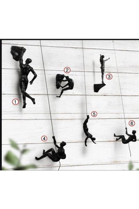 Kahraman Duvara Tırmanan Adamlar Heykeli Siyah