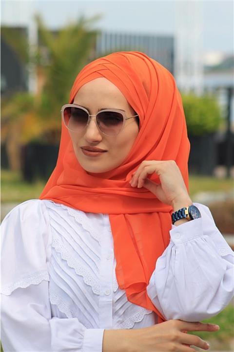 Zehra Hazır Havuz Tesettür Giyim (tesettür Giyim) Üc Bandlı Hazır Sal Açık Kiremit