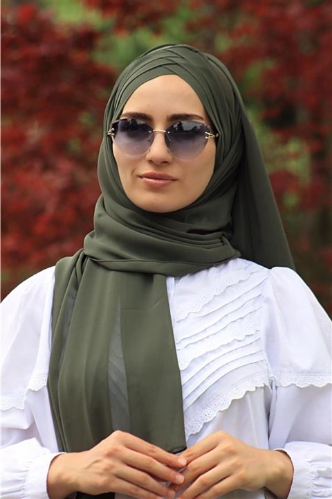 Zehra Hazır Havuz Tesettür Giyim (tesettür Giyim) Üc Bandlı Hazır Sal Haki