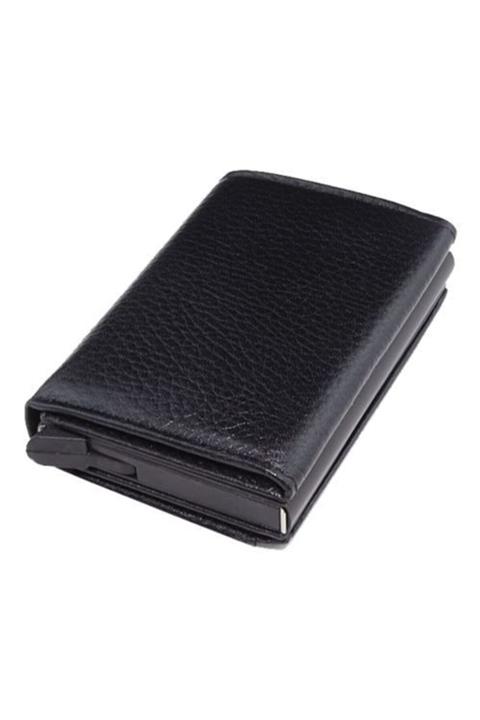 Oscar Leather Erkek Siyah Hakiki Deri  Otomatik Mekanizmalı Cüzdan Kartlık
