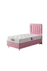 Belletto 90x190 Tek Kişilik Pembe Valencia Baza+ Kumaş Başlık + Yatak Seti