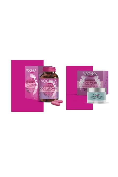 Voonka Collagen Hyaluronic Acid Kolajen 32 Tablet + Collagen Beauty Blue Hyaluronic Acid Cream 50 Ml