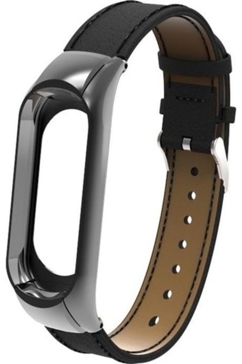 Mobicas Xiaomi Mi Band 3 Deri Kordon Siyah