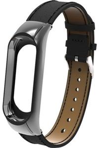 Mobicas Xiaomi Mi Band 3 Deri Kordon Siyah