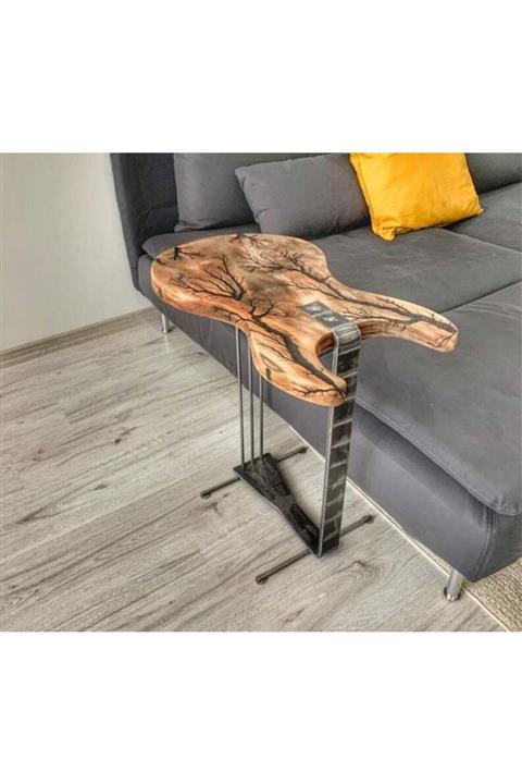 Lernan Group Retro Gitar Tasarımlı Rustik Ahşap Sehpa