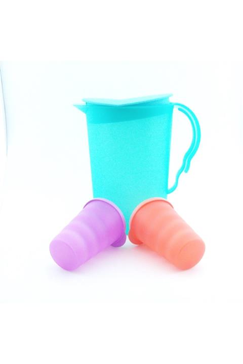 Tupperware Eko Tip Top Sürahi Yeşil ve 2'li Pipetli Bardak Seti