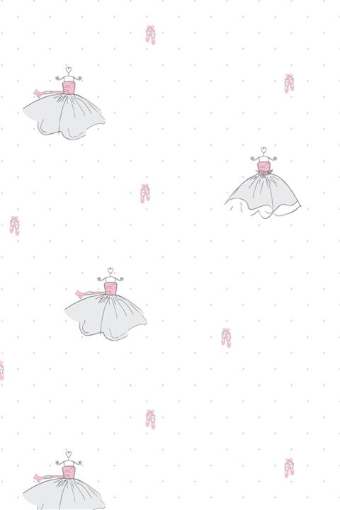 İnci Concept Gri-pembe Balerin Desenli 416-1 Çocuk Odası Duvar Kağıdı 5 M²