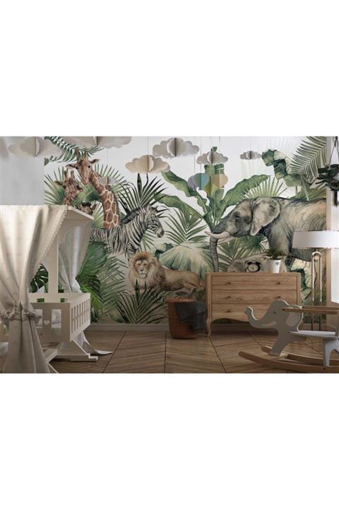 Özen Duvar Kağıtları Safari Hayvanları Özel Tasarım Duvar Kağıdı