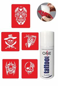 ONE SPRAY TATTOO Kuru Kafa Dövme Seti Dark Blue Sprey Ve 5 Desen 7702525