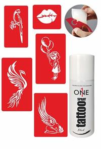 ONE SPRAY TATTOO Melekler Korusun Dövme Seti Siyah Sprey ve 5 Desen 7713515