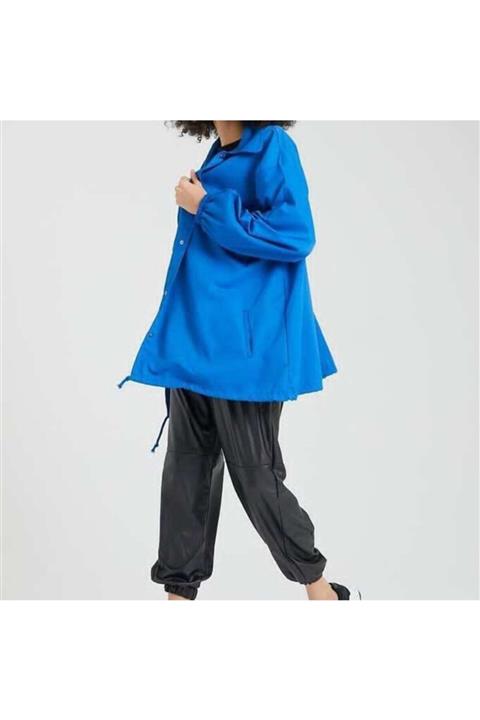 MaryCan Kadın Mavi Kolu Lastikli Geniş Yaka Yağmurluk