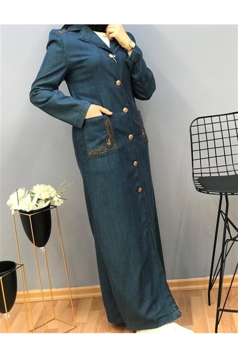 ENSAR GİYİM Ellefte Kadın Kot Pardesü