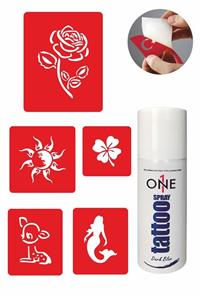 ONE SPRAY TATTOO Doğa Dövme Seti Dark Blue Sprey Ve 5 Desen 7709025