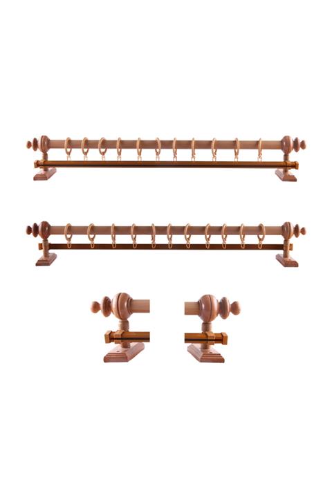 Perdejim Meşe Tek Raylı Ahşap Rustik Perde Askısı - Rustik Borusu 100 Cm