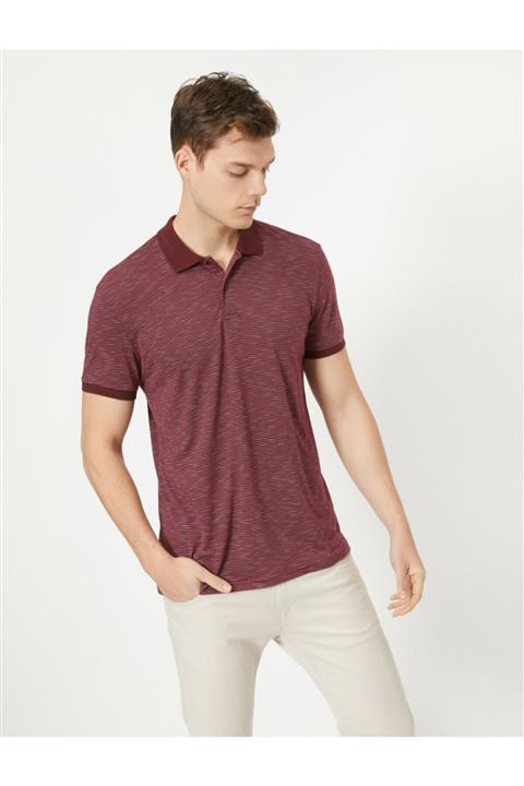 Koton erkek Bordo Polo Yaka Kisa Kollu Tisört