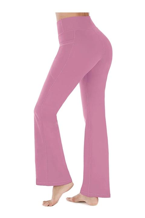 LOS OJOS Kadın Lavanta Yüksek Bel Toparlayıcı Çift Cepli Ispanyol Paça Tayt Bootcut