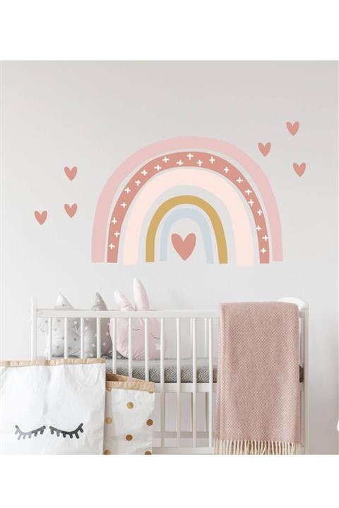 KT Decor Soft Renk Kalpli Gökkuşağı Duvar Sticker Seti