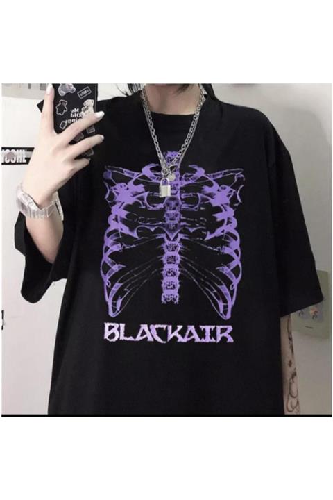 Köstebek Blackair Rib Cage Siyah Unisex T-shirt