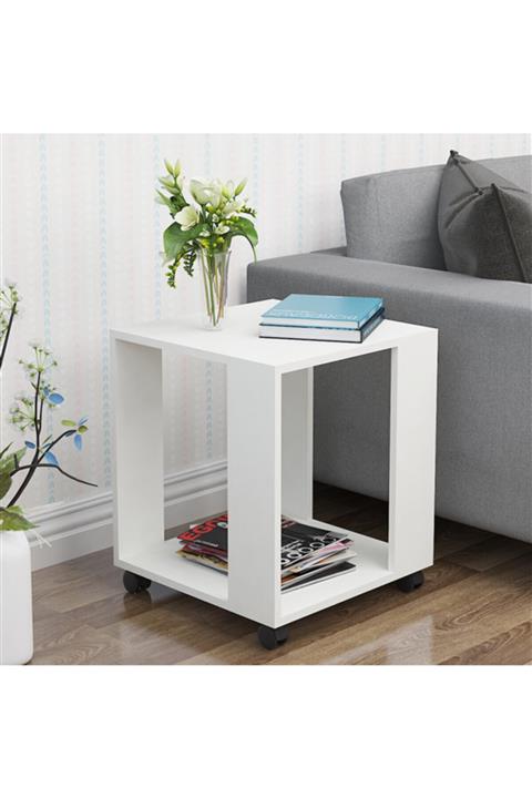 Bayz Design Yeni Nesil Tekerlekli Yan Sehpa Raf Modern Dekoratif Ürün Salon Yatak Ve Oturma Odası