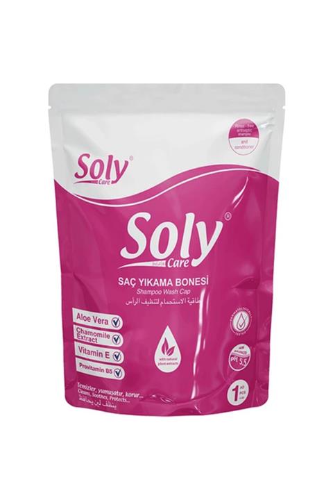 SOLY CARE Hasta Saç Yıkama Bonesi Şampuanlı 12 Adet