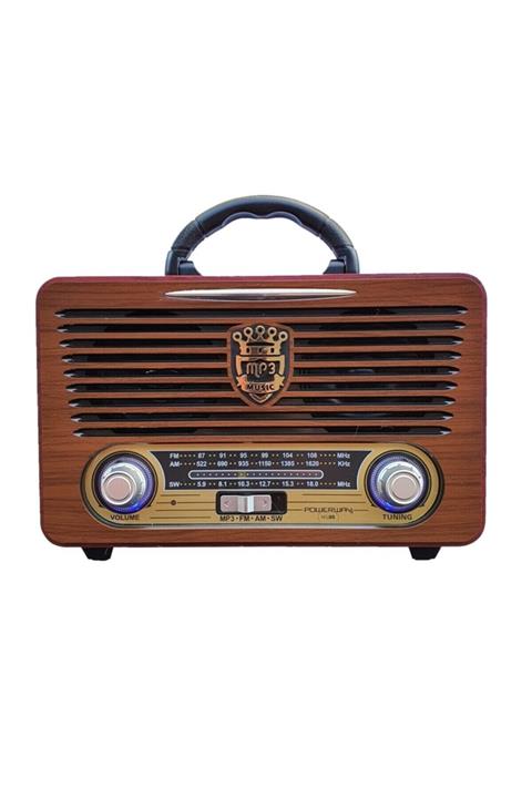 DÜVENCİ TİCARET Nsj05 Nostalji Radyo Bluetooth Şarjlı Nostaljik Usb Sd