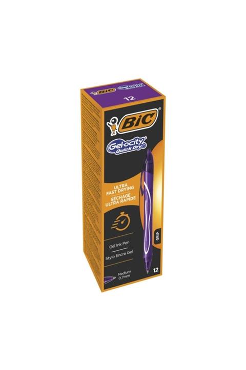 Bic Gelocity Hızlı Kuruyan Jel Kalem 0.7 Mm - Mor (12'li Kutu)
