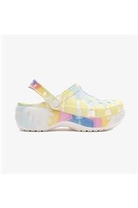 Crocs Classic Platform Tie Dye Kadın Beyaz Terlik