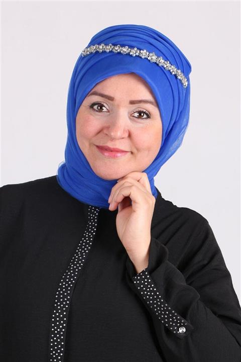 eslamood 17179 Abiye Üstü Hazır Türban - Saks