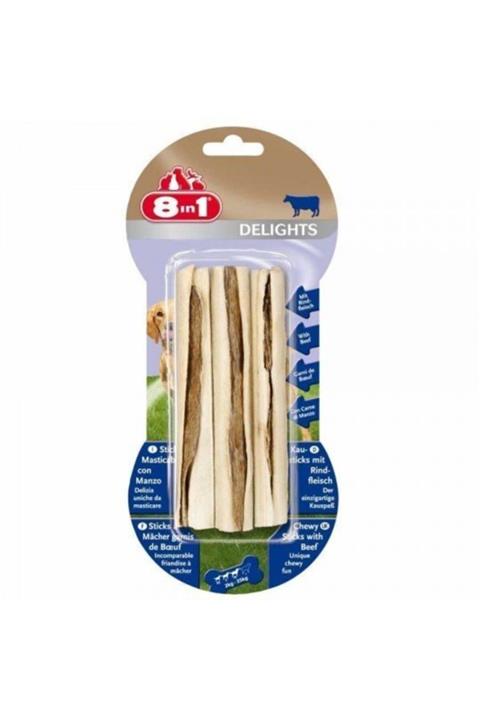 8in1 8 In 1 Delights Sticks Biftekli 3´lü Stik Ağız Temizleme Kemiği 75 Gr