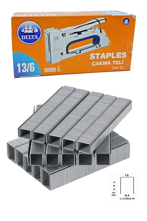 Craftex Delta Üstün Kalite Staples 13/6 Çakma Zımba Teli 5000 Adet