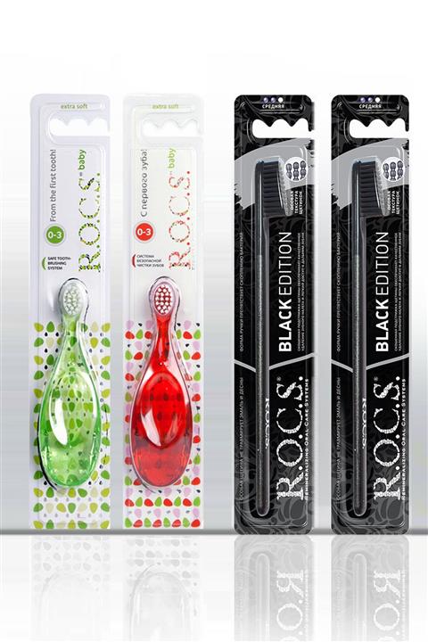 R.O.C.S. Black Edıtıon Diş Fırça Ve 0-3 Baby Diş Fırça Aile Seti