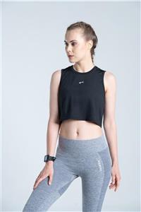 Vienfit Kadın Kısa Spor Tshirt - Training Spor Atlet - Tank Top Siyah