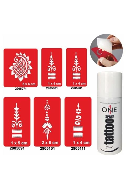 alsepeteavm Doğal Eski Yazı Figürlü Siyah Geçici Sprey Dövme Seti