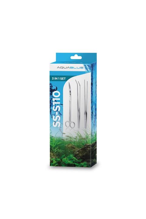 Aquablue Ss-s110 Bitkili Akvaryum Makas-cımbız Bakım Seti 3 In 1 + Akralik Askı Aparatı