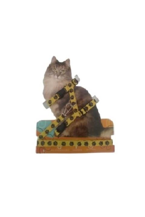 Zirve Tasma Pati Desenli Kedi Göğüs Tasması Sarı