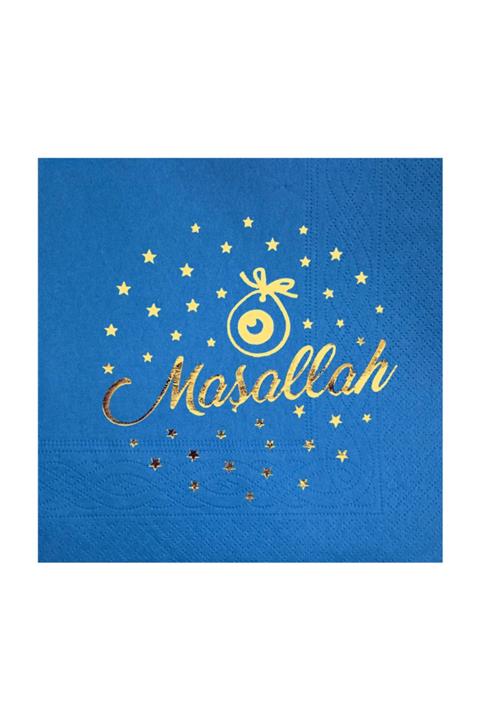 Story 33x33 Cm Altın Varak Maşallah 320'li Mavi Kağıt Peçete