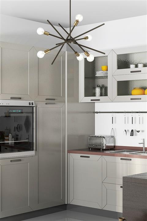 Apliqa Meter 6 Lı Siyah Eskitme Duylu Sarkıt Modern Salon Avize