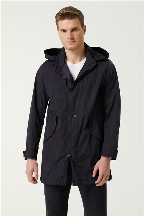Network Erkek Oversize Fit Lacivert Kapüşonlu Pardösü 1078286