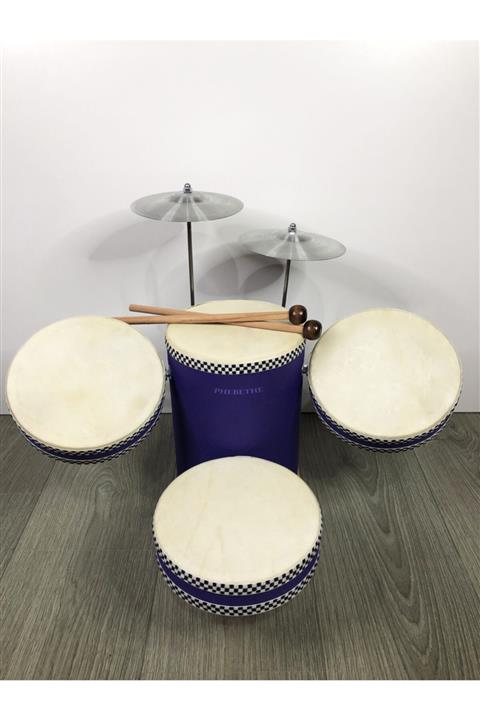 PHEBETHE Çocuk El Yapımı Ahşap Bateri Seti