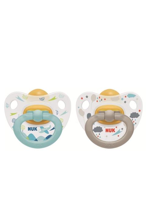 Nuk Happy Kids Şeffaf Desenli Kauçuk Emzik 2'li No:1 Erkek