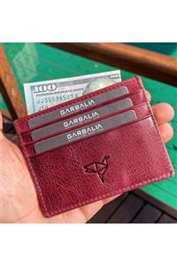 Garbalia %100 El Yapımı Crazy Deri Bordo Unisex Slim Para Portföy