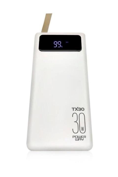 ELECTROZEN Powerway 30.000 Mah Powerbank Taşınabilir Led Ekran Göstergeli Hızlı Şarj Powerbank Beyaz
