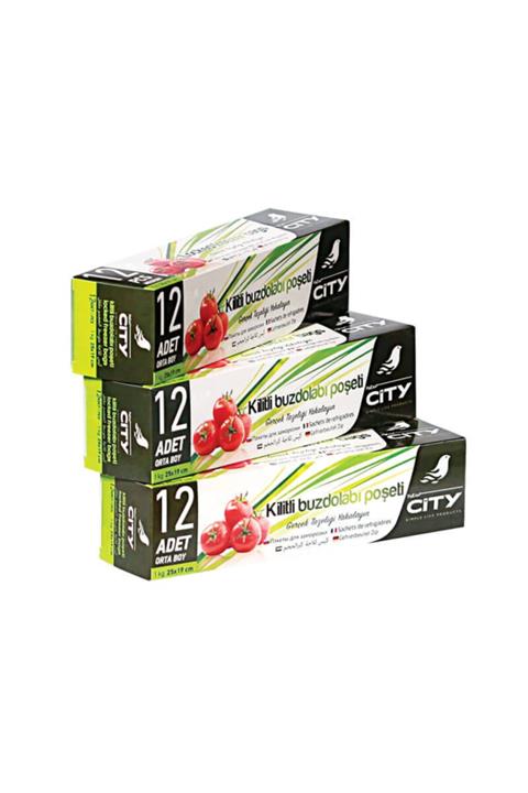 New City Kilitli Buzdolabı Poşeti Orta 12 Li X 3 Paket
