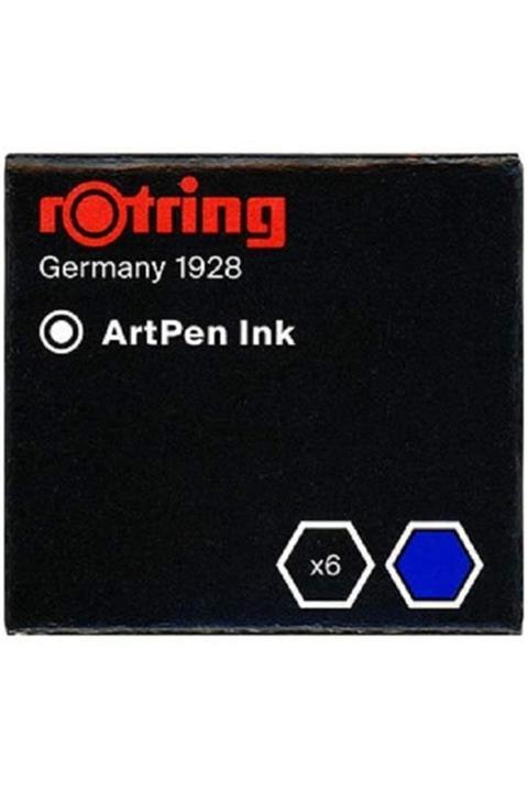 Rotring Artpen Kaligrafi Kalemi Mürekkep Kartuşu, Koyu Mavi, 6'lı Paket