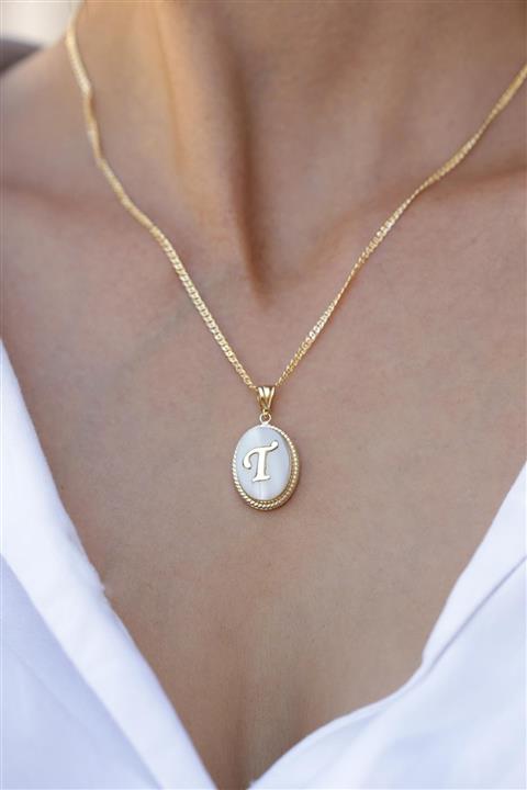 Bayar Gold 14 Ayar Altın T Harfli Sedef Kolye