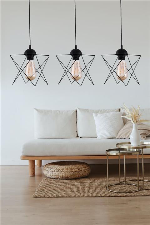 eshops 3 Adet Özel Tasarım Tekli Siyah Sarkıt Avize